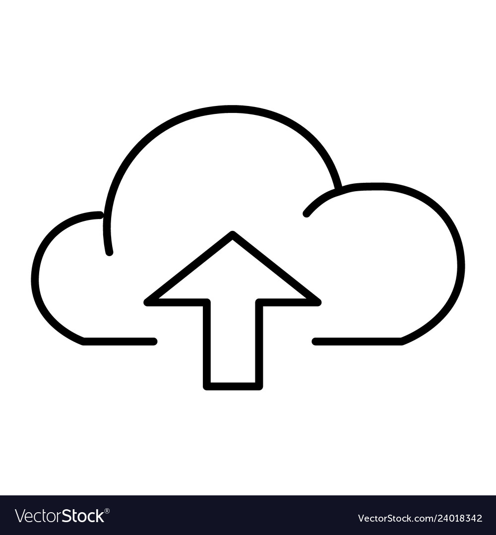 Cloud with arrow up thin line icon data vector image Cloud with arrow up thin line icon data