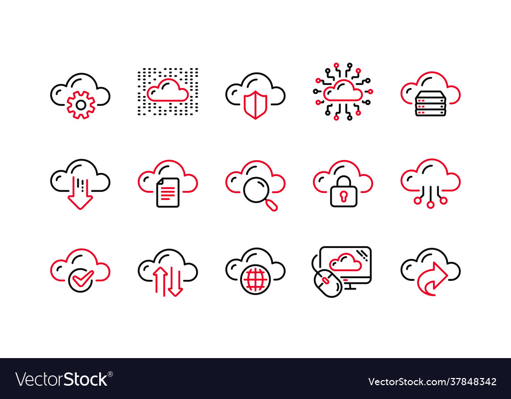 Computer cloud icons hosting computing data