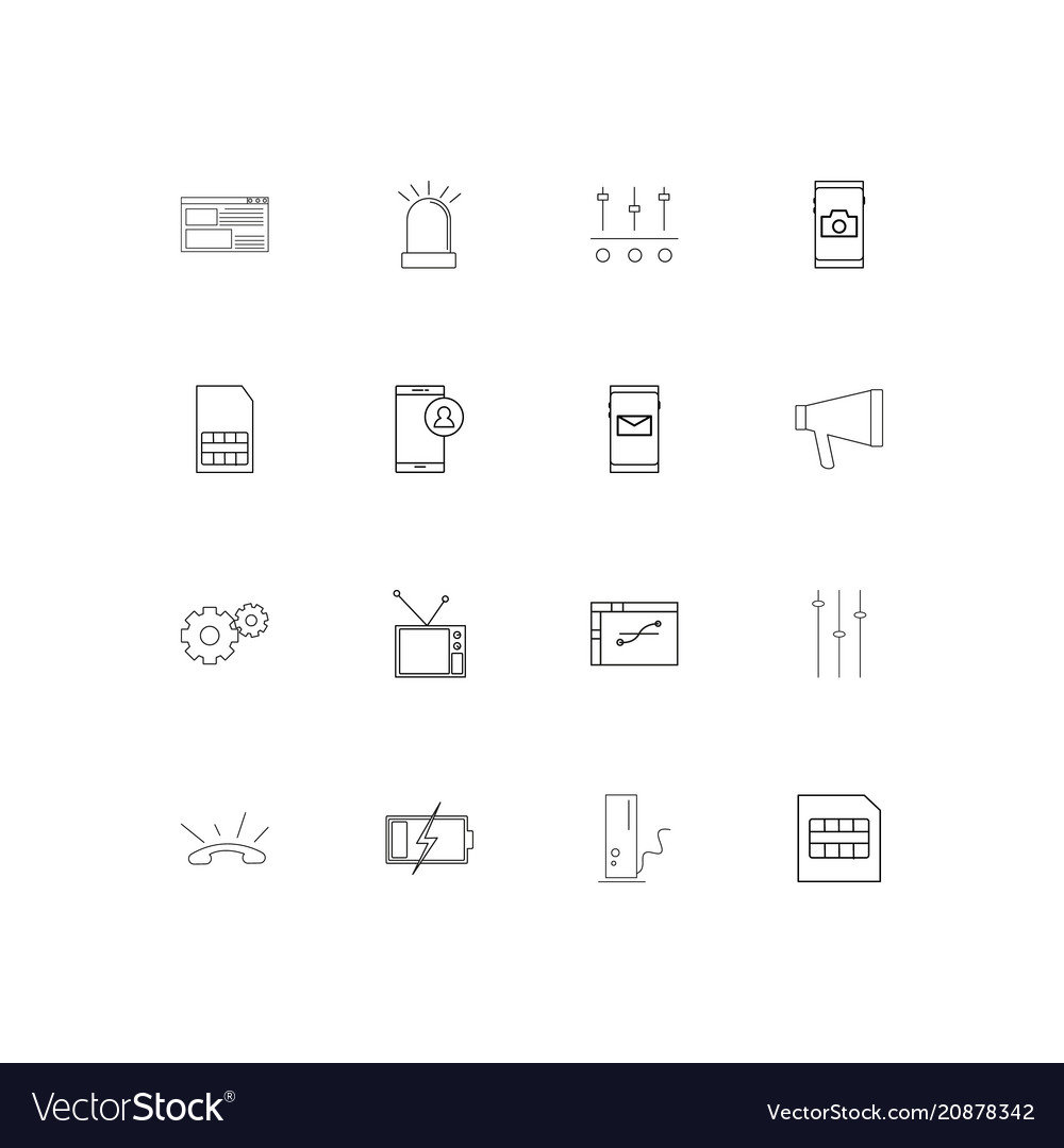 Devices linear thin icons set outlined simple
