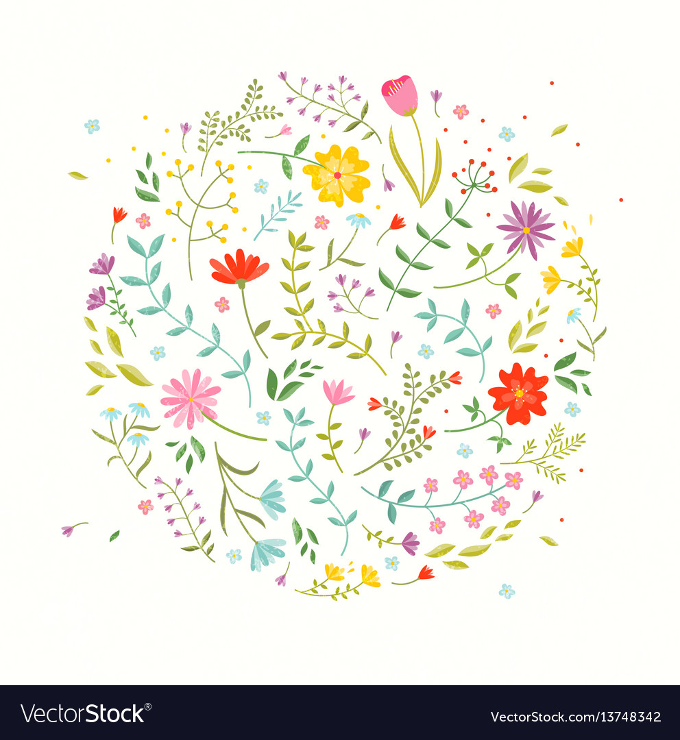 Floral design element greeting card with cute Vector Image