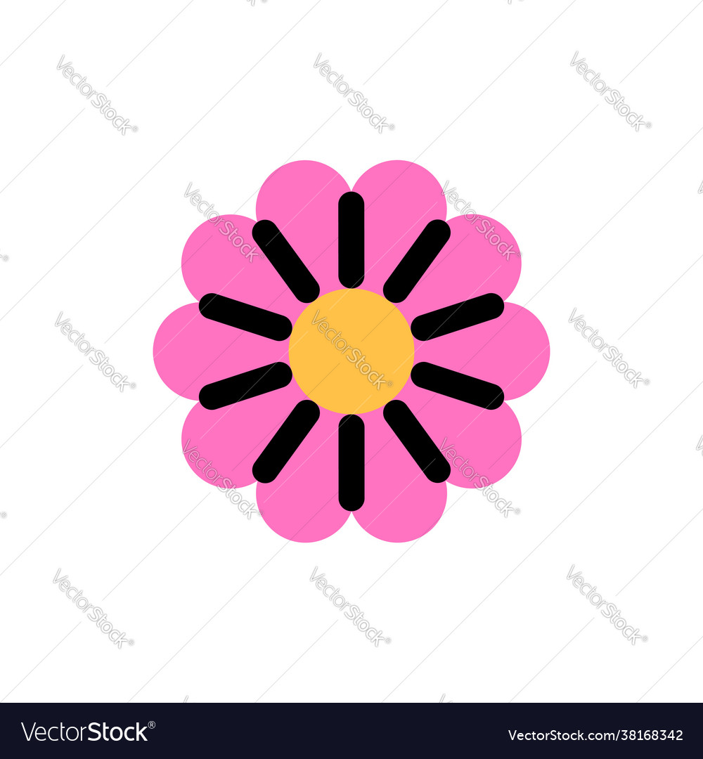 Flower logo in bold line style Royalty Free Vector Image