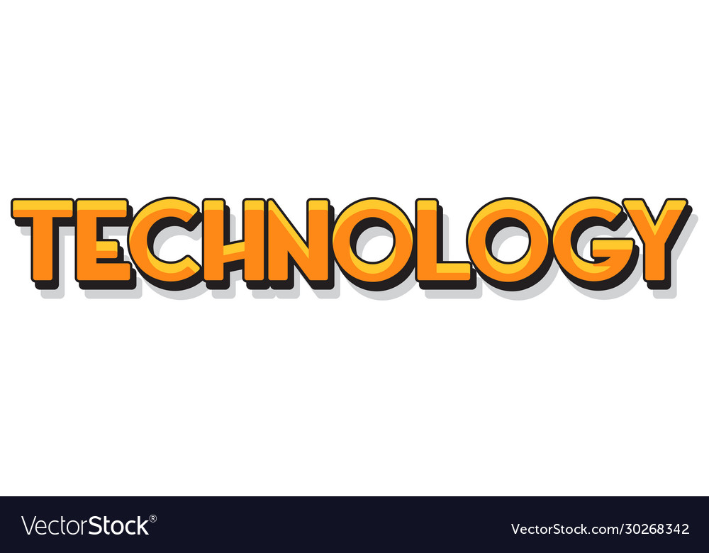 font-design-for-word-technology-in-yellow-color-vector-image