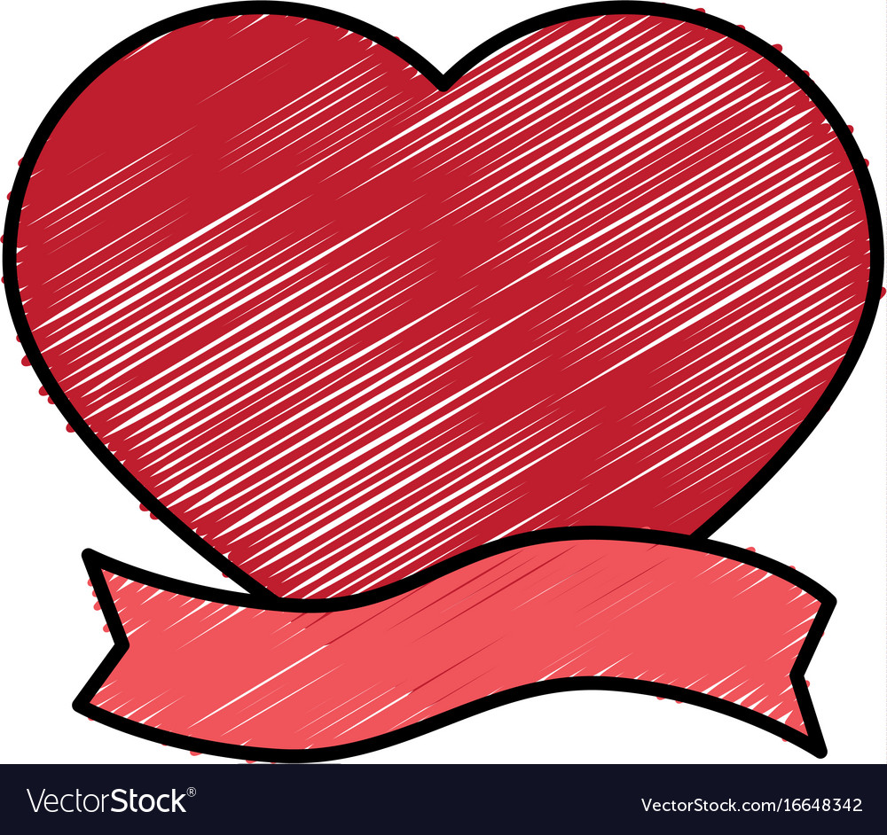 Heart love card with ribbon