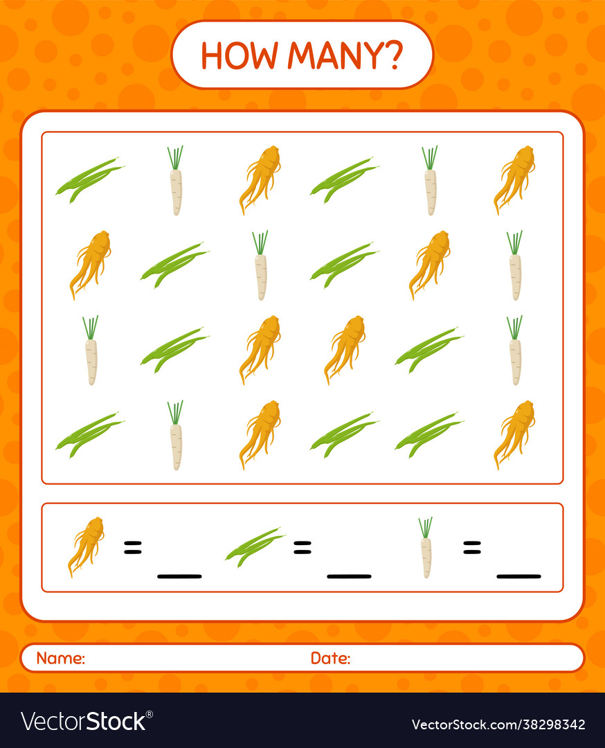 How many counting game with vegetables worksheet