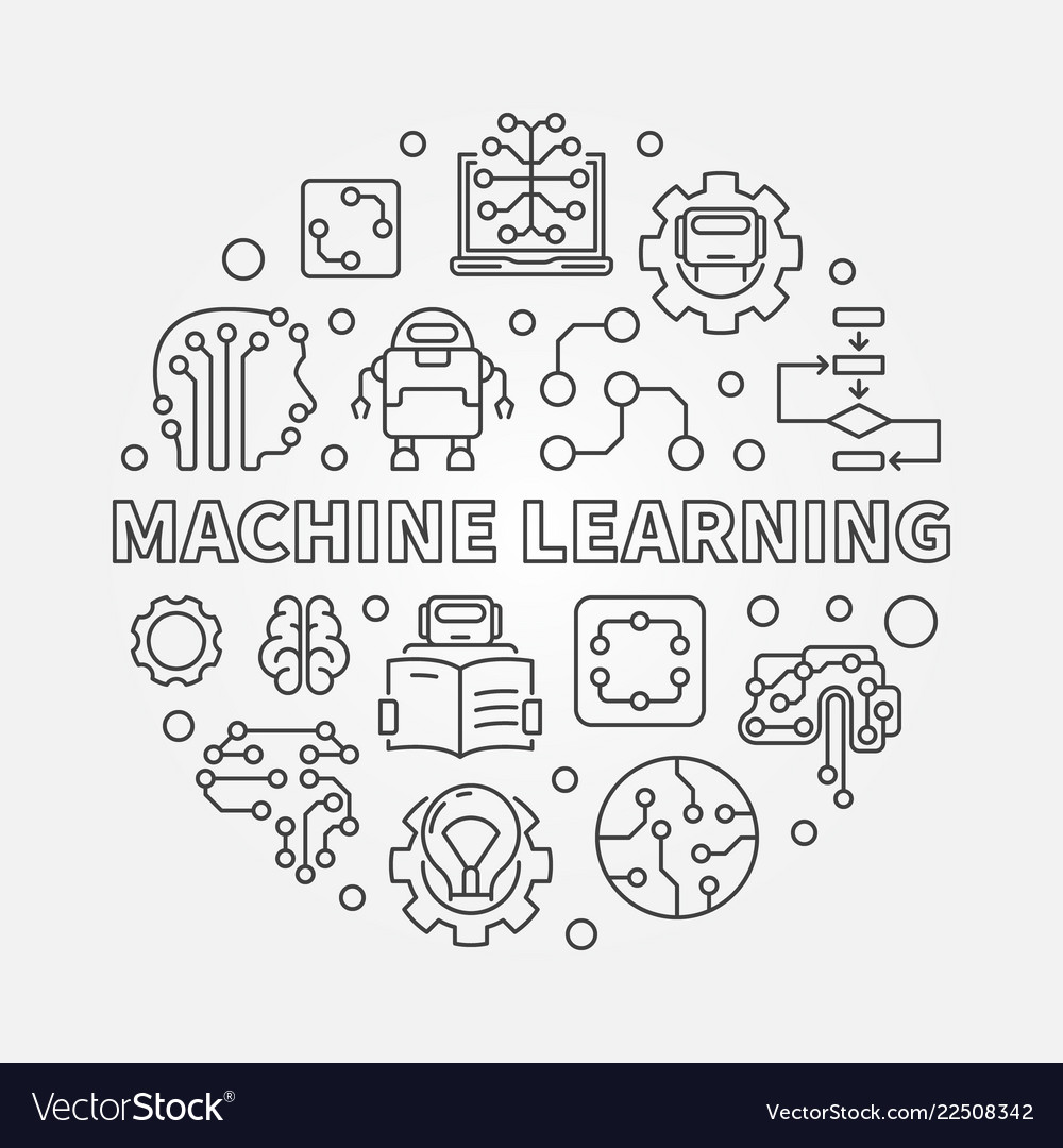 Machine learning concept round vector image Machine learning concept round