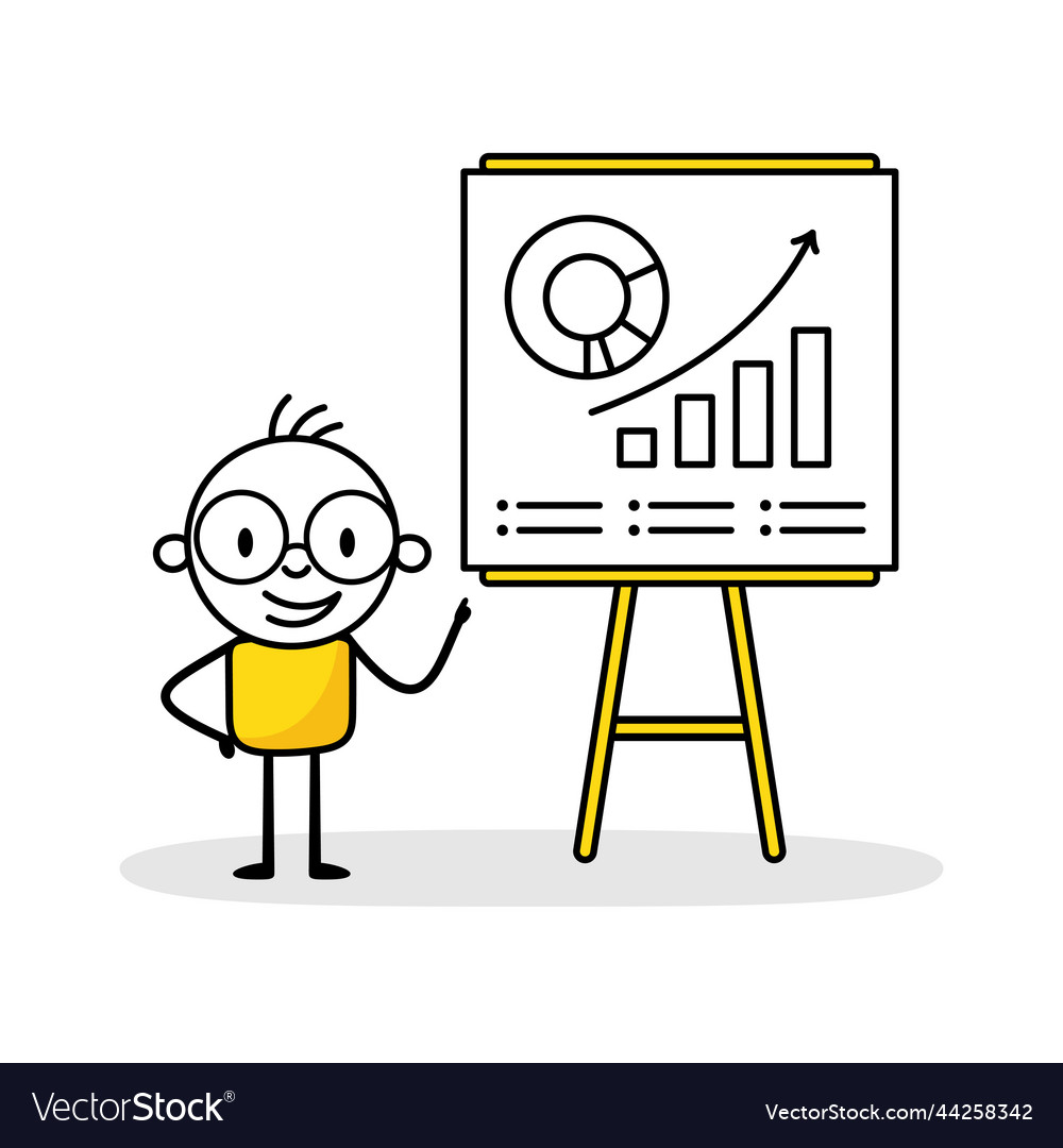 Man analysiert Diagramme und Diagrammdaten arbeiten vector image Man analysiert Diagramme und Diagrammdaten arbeiten