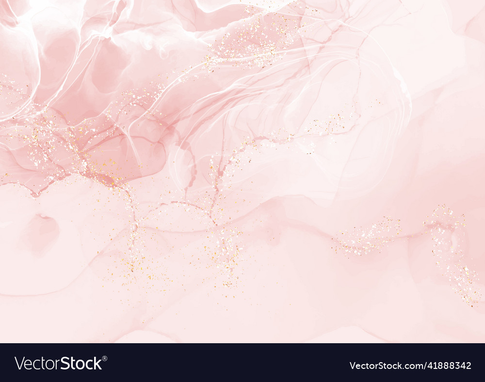 Pastel pink elegant alcohol ink design with gold Vector Image