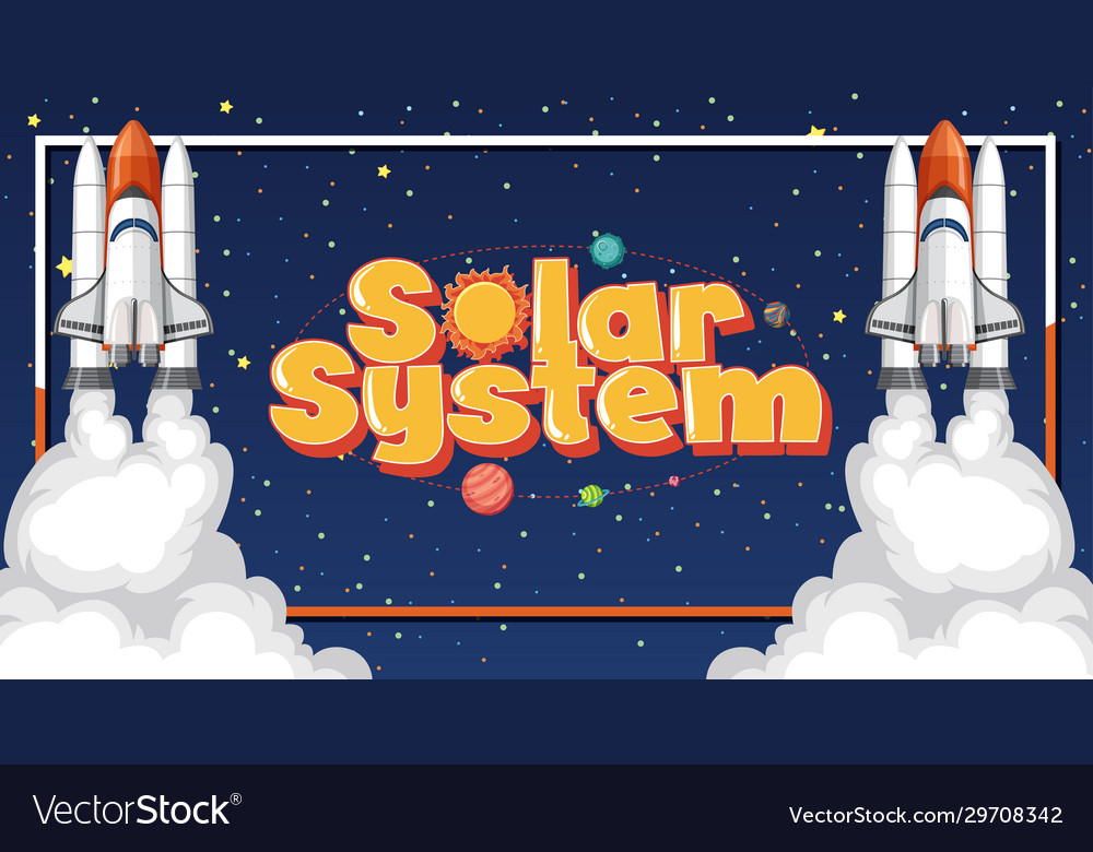 Poster design with two spaceships in space vector image Poster design with two spaceships in space