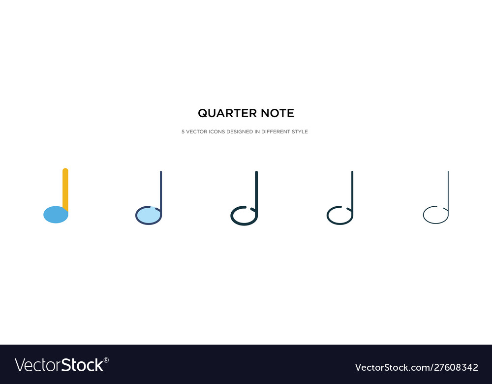 Quarter note icon in different style two colored
