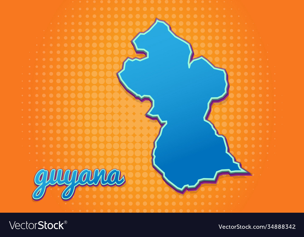 Retro map guyana with halftone background Vector Image Retro map guyana with halftone background