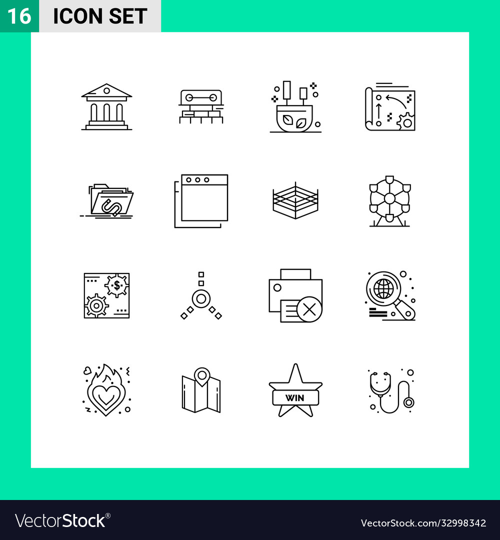 Set 16 modern ui icons symbols signs for api