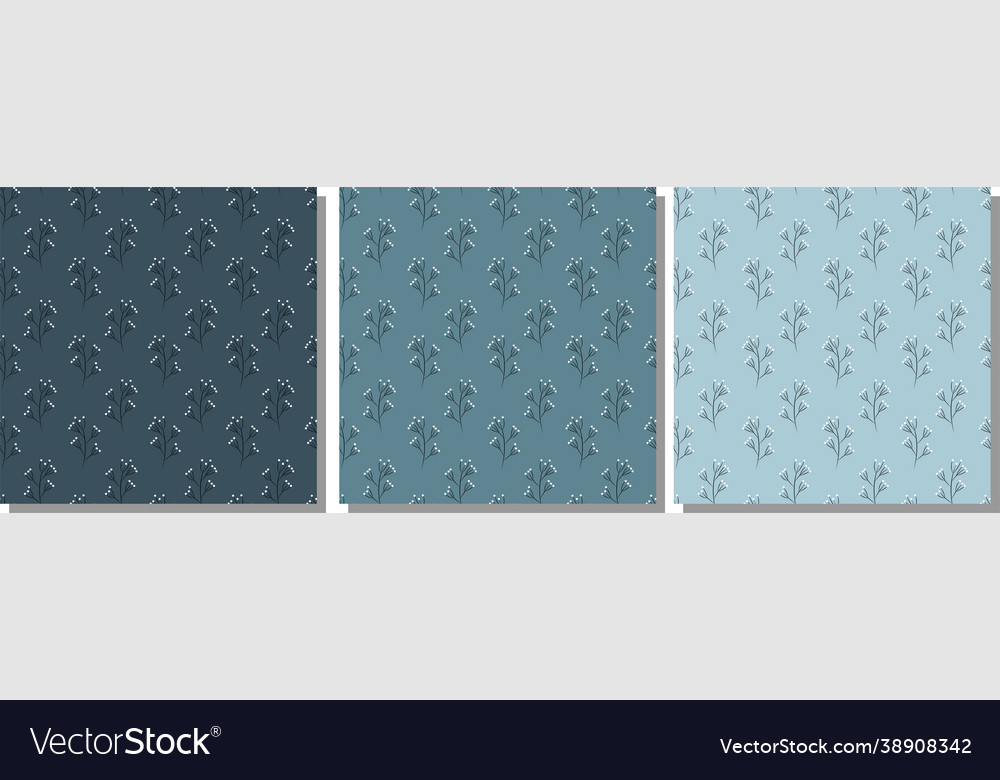 Set geometric seamless patterns with twigs Vector Image Set geometric seamless patterns with twigs