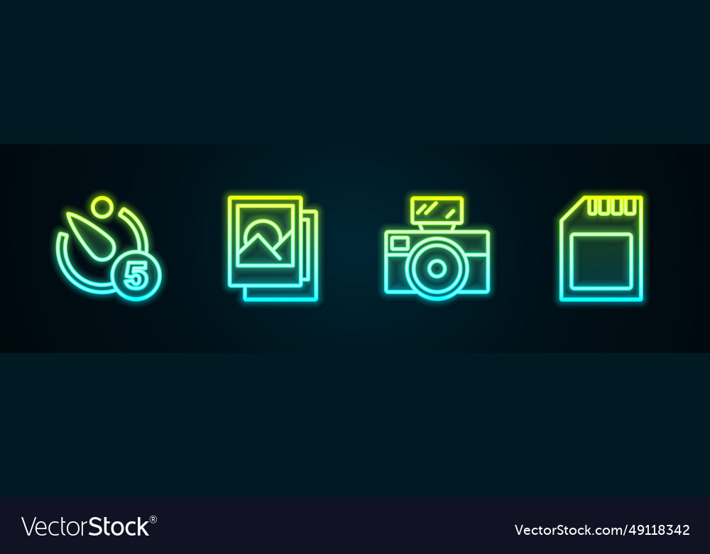 Set line camera timer photo frame vector image Set line camera timer photo frame