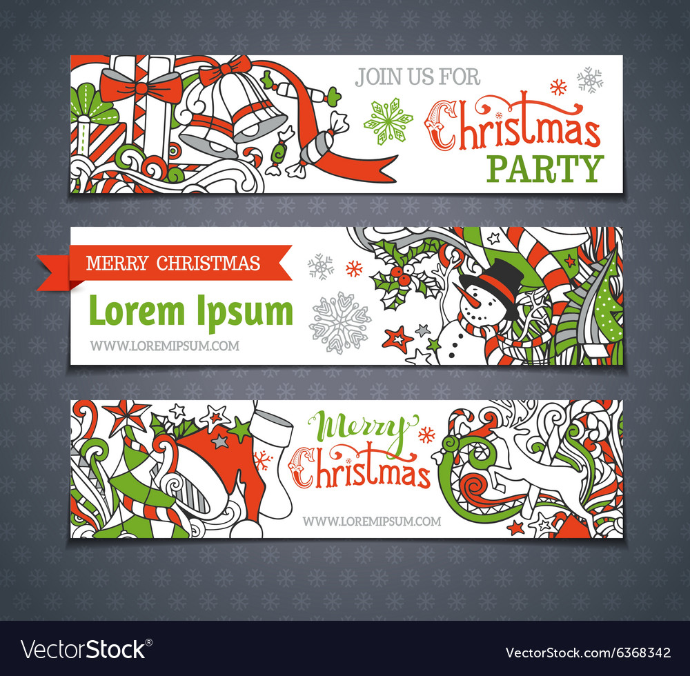 Set of cartoon christmas banners