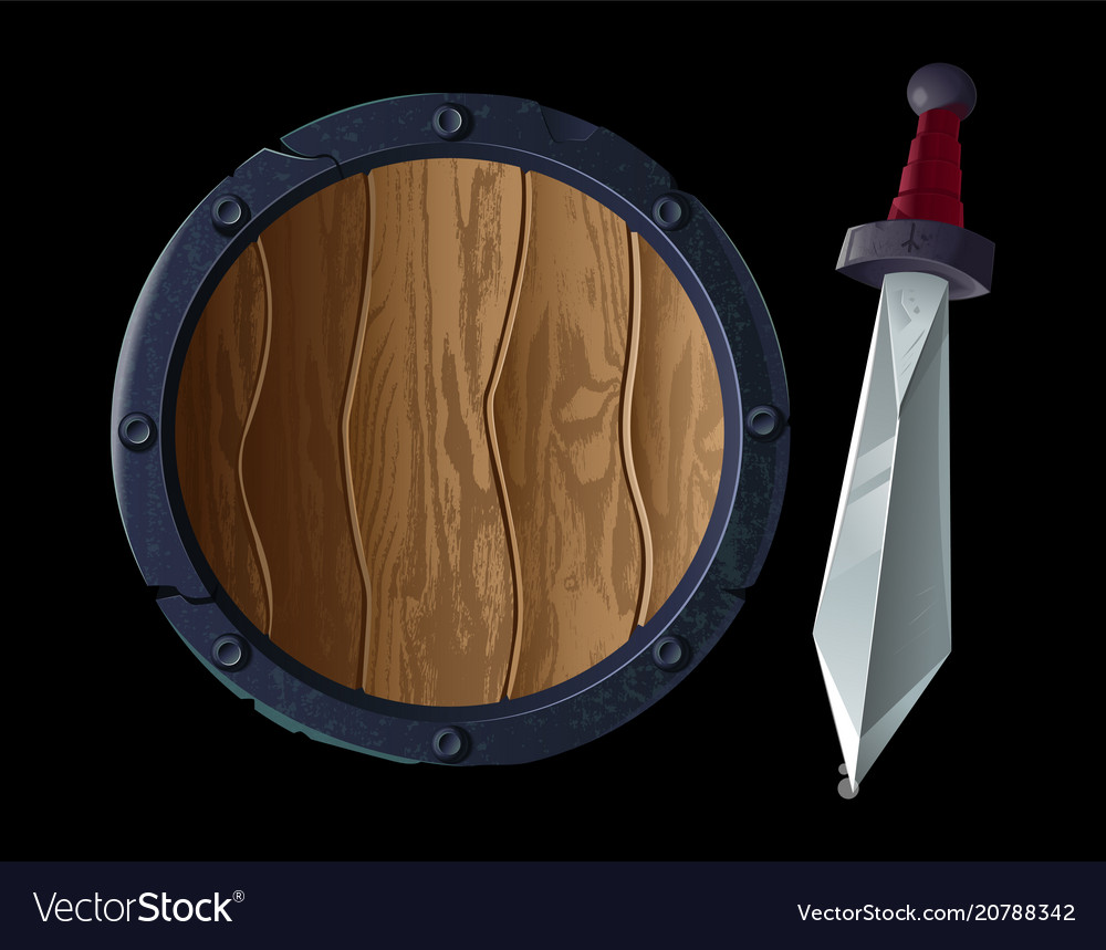 Sharp sword with shield vector image Sharp sword with shield