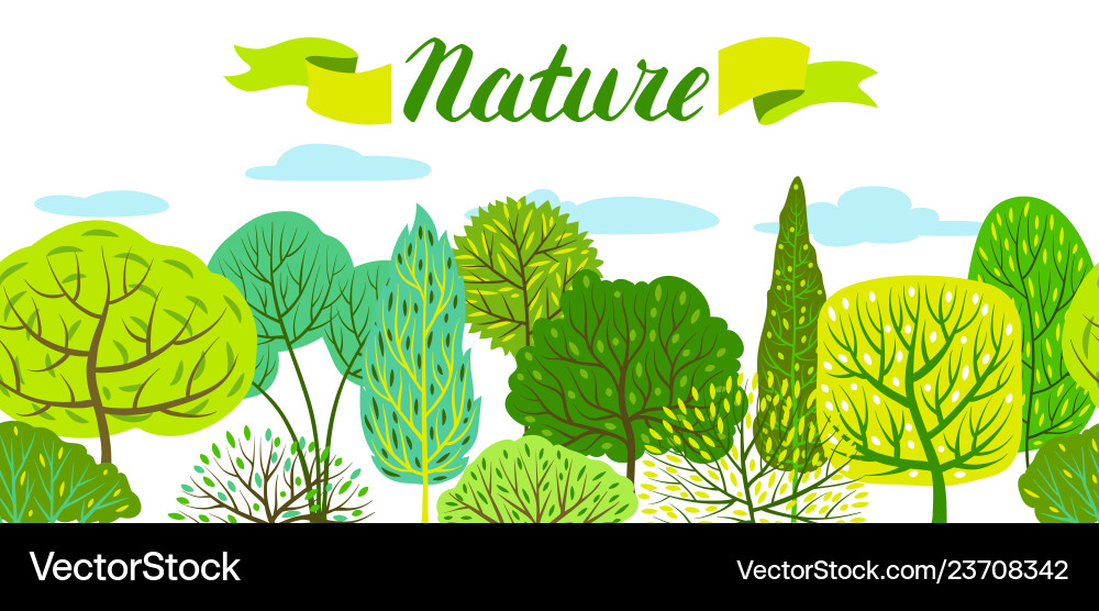 Spring or summer background with stylized trees Vector Image