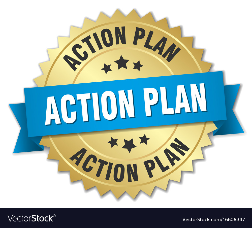 Action plan round isolated gold badge