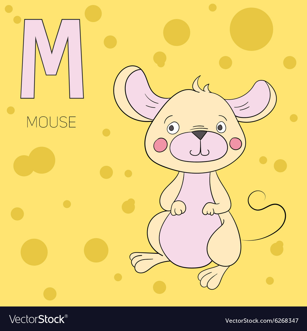 Alphabet letter m mouse children Royalty Free Vector Image