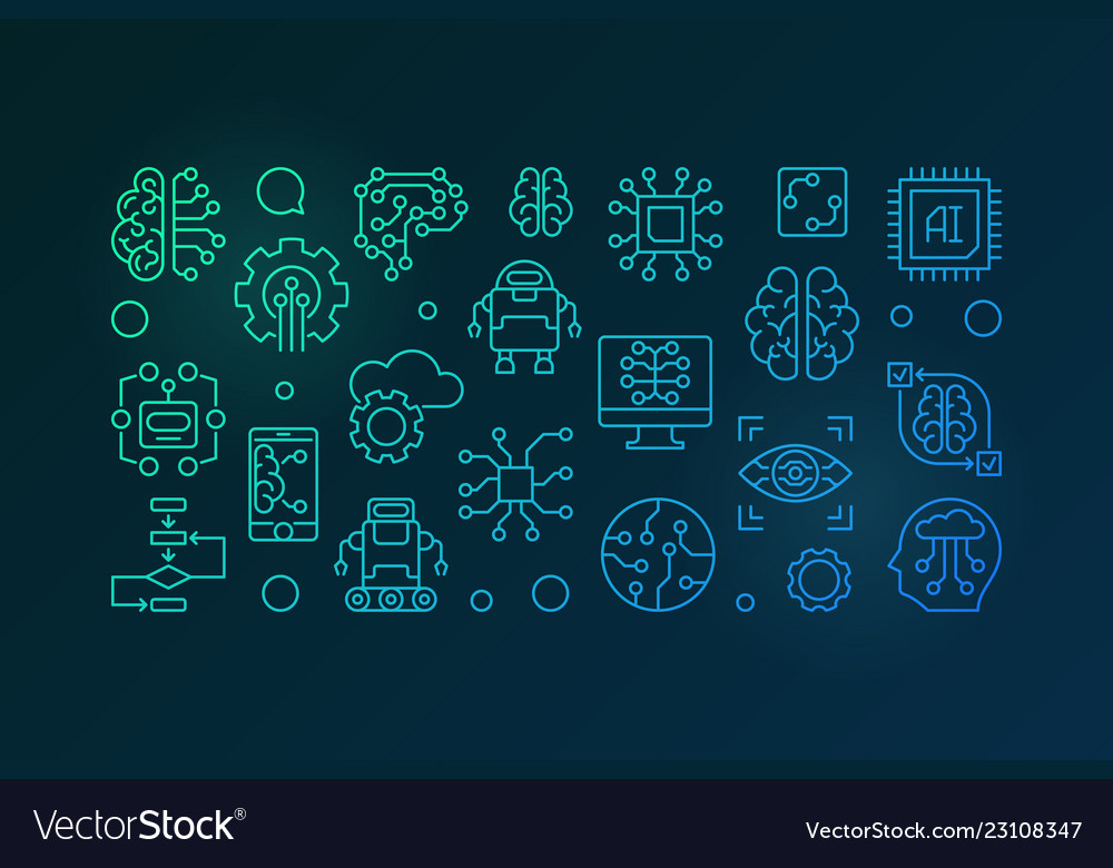 Artificial intelligence colorful horizontal vector image Artificial intelligence colorful horizontal