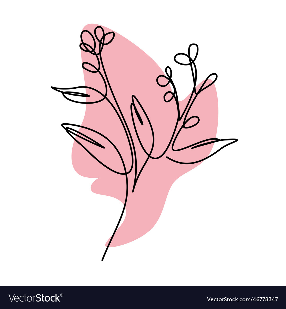 Botanical simple one continuous line drawing vector image Botanical simple one continuous line drawing