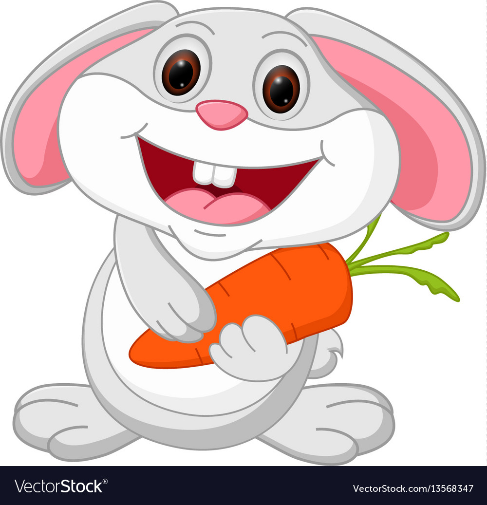 Cute rabbit cartoon holds carrot Royalty Free Vector Image