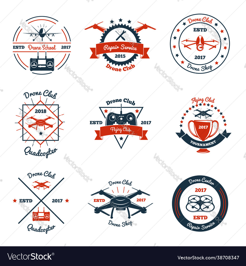 Drone color emblems Royalty Free Vector Image - VectorStock