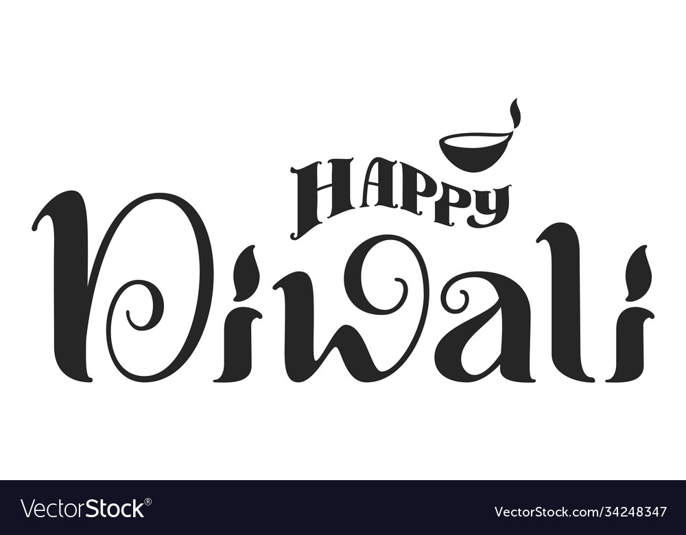 Happy diwali ornate lettering text for greeting Vector Image