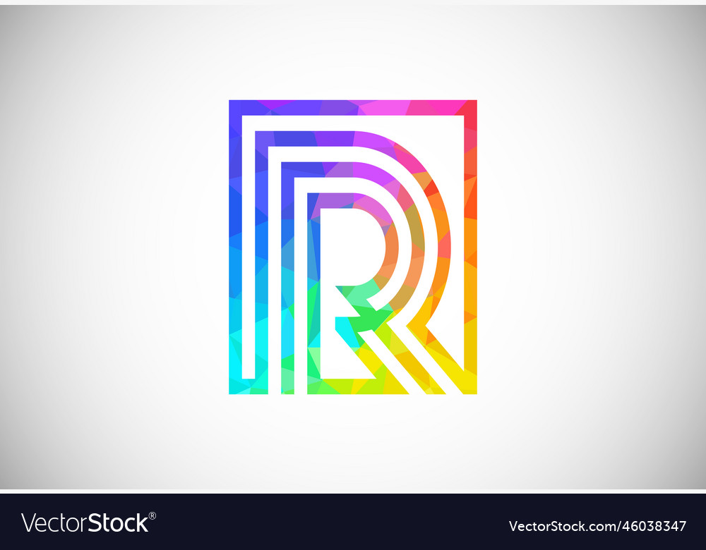 Low poly line letter r graphic alphabet symbol