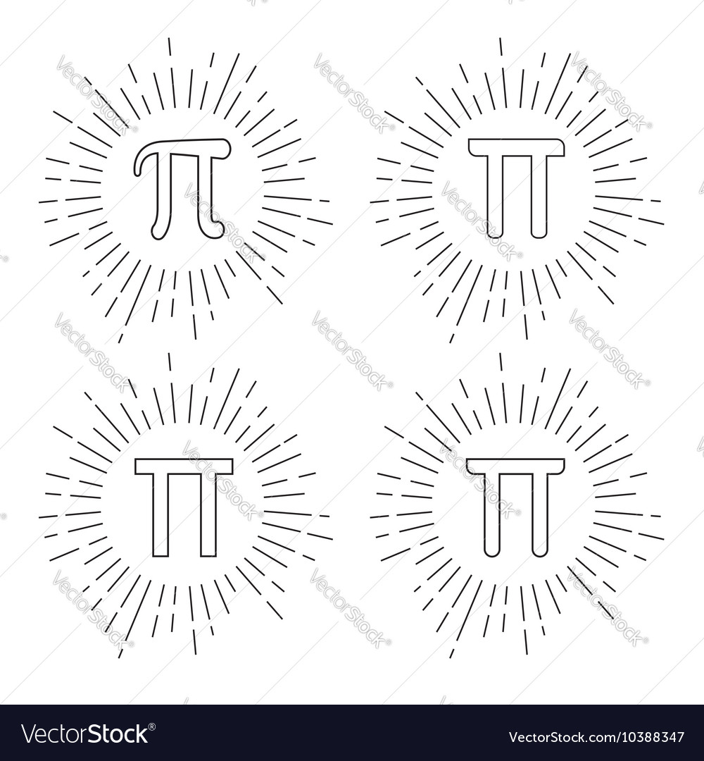 Mathematic pi icon flat set