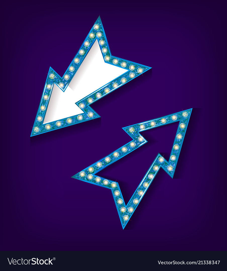 Neon glowing arrow pointer set vector image Neon glowing arrow pointer set