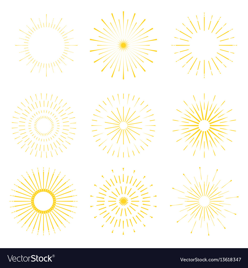 Retro sun burst minimal vintage firework