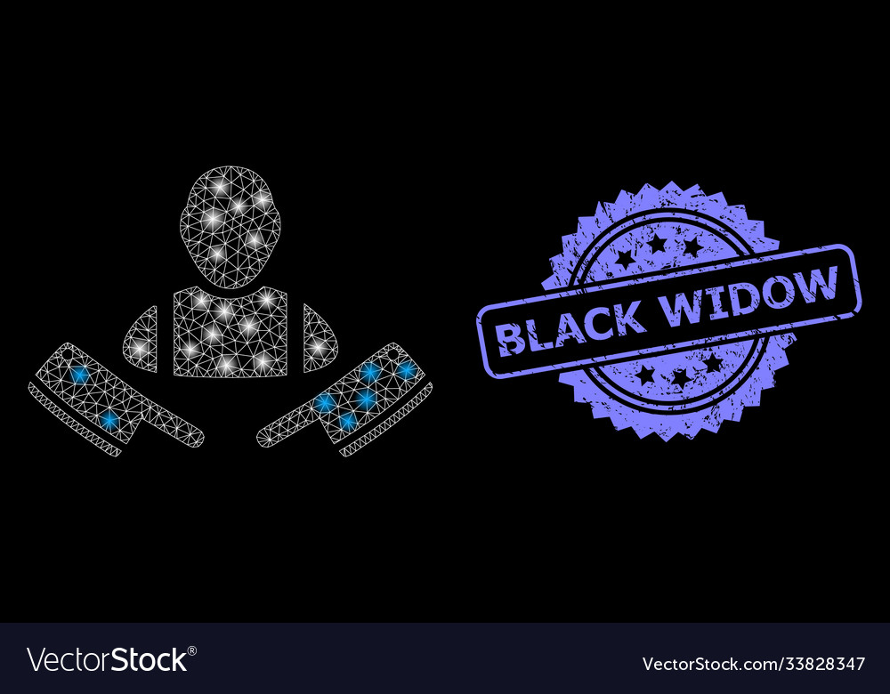 Rubber black widow stamp and bright web network