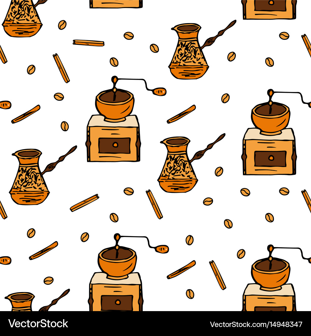 Seamless pattern with coffee beans Royalty Free Vector Image