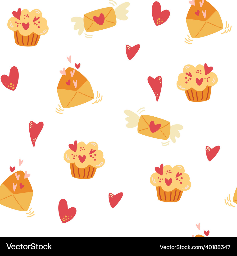 Valentines day elements seamless pattern hearts Vector Image
