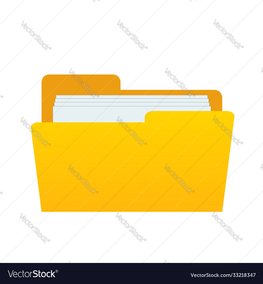Web computer yellow folder with documents files vector image Web computer yellow folder with documents files