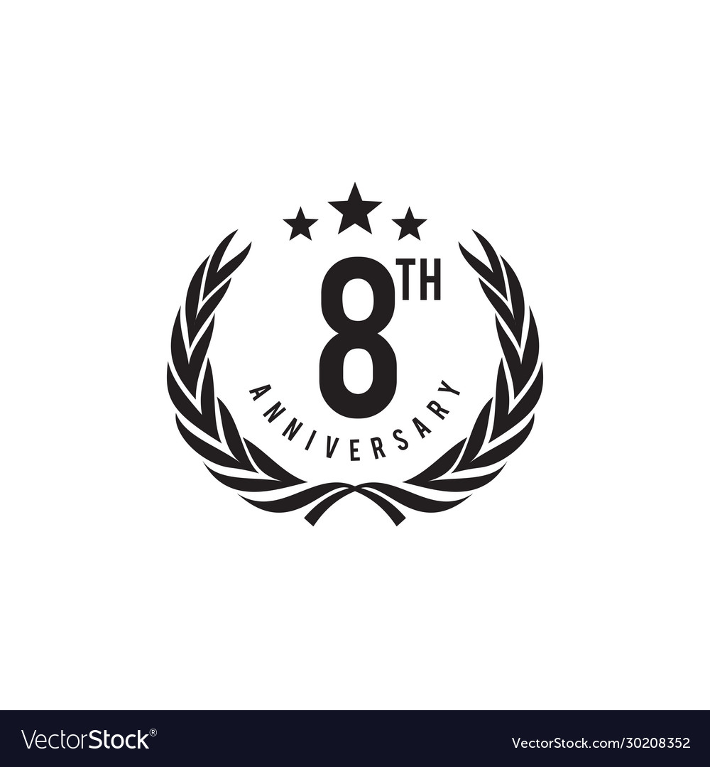 8th year anniversary emblem logo design template