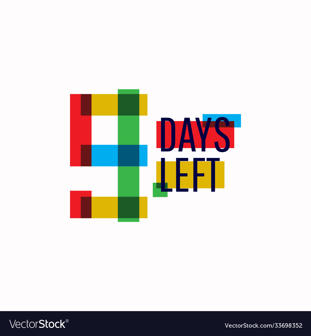9 days left number template design