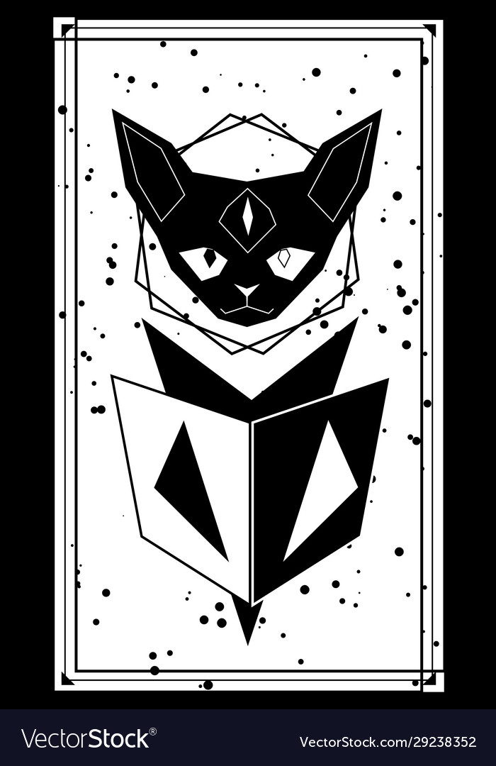 Abstract gothic cat with book in polygonal style vector image Abstract gothic cat with book in polygonal style