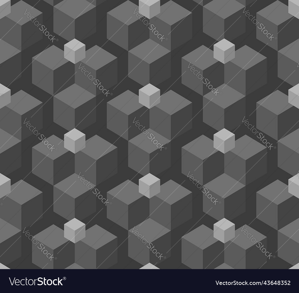Background geometric pattern cube shape gray vector image Background geometric pattern cube shape gray