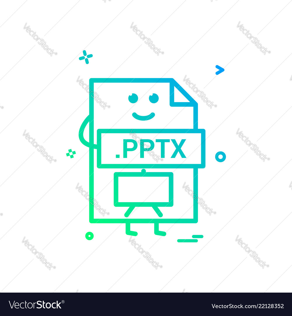 Computer pptx file format type icon design vector image Computer pptx file format type icon design