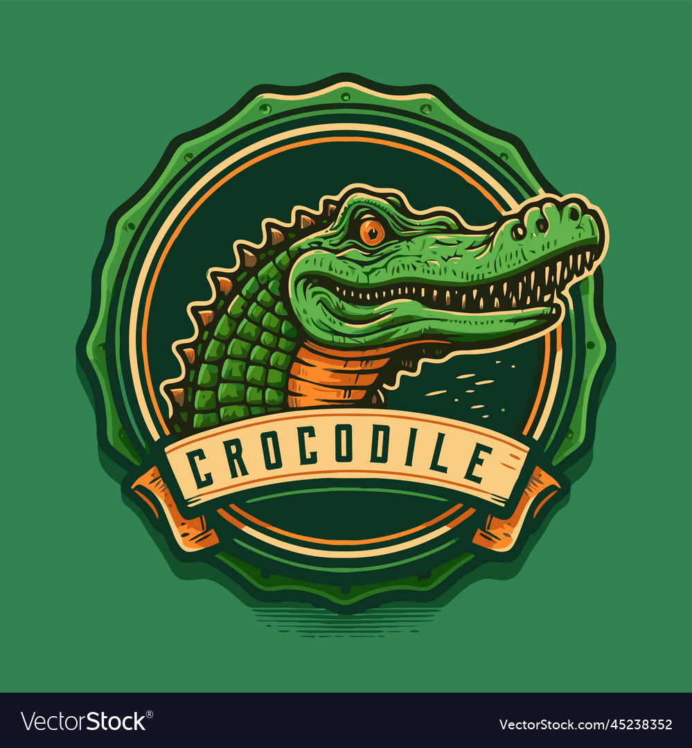 Crocodile character logo mascot cartoon badge