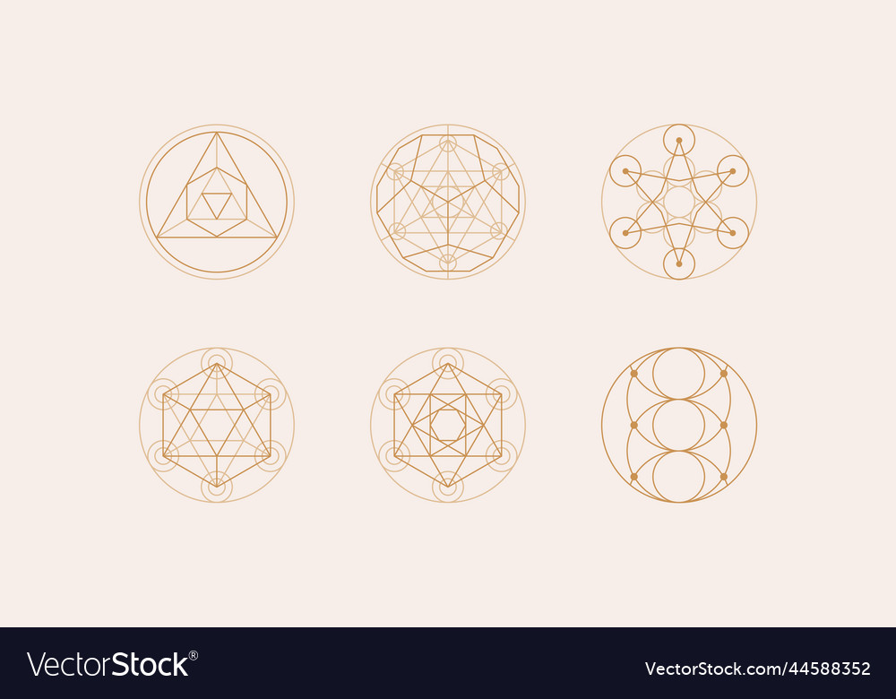 Flat design sacred geometry element set vector image Flat design sacred geometry element set