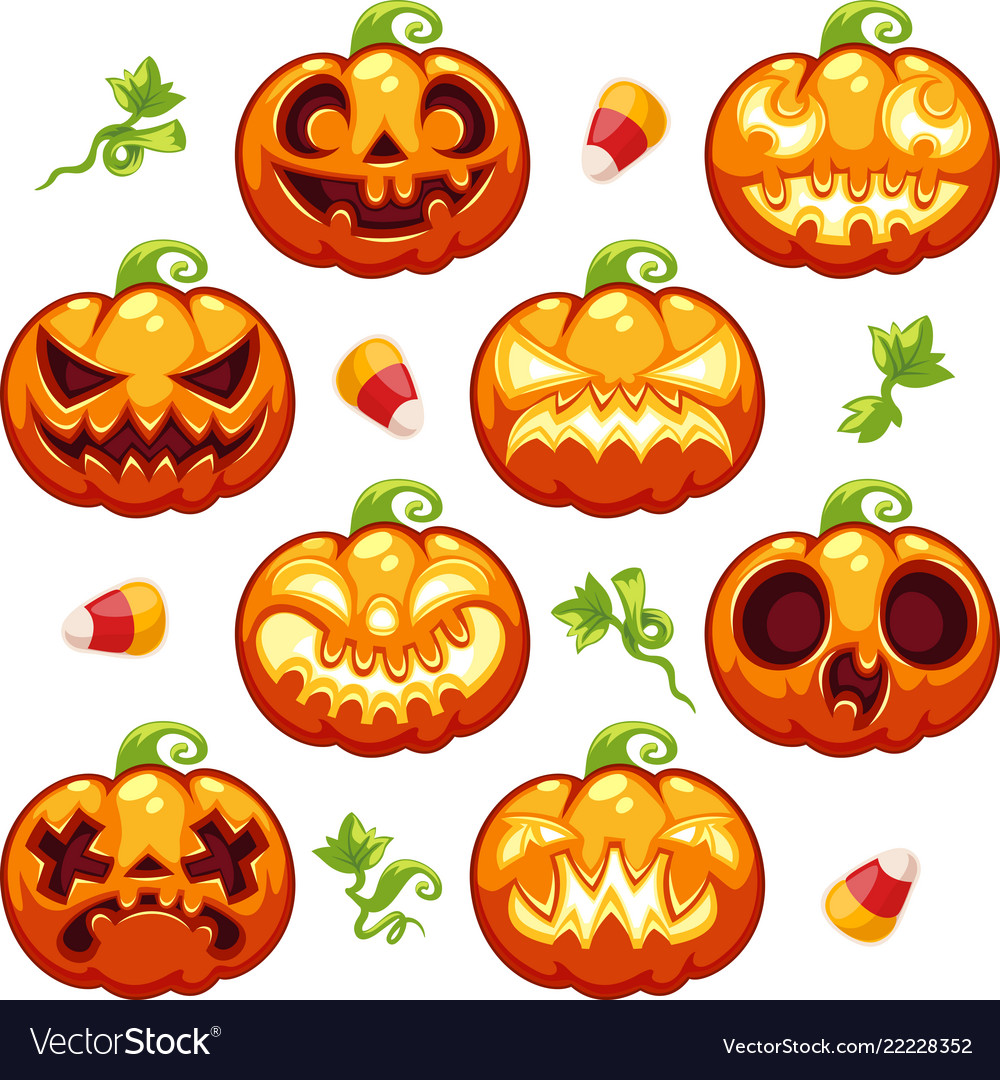 Halloween seamless pattern with pumpkins vector image Halloween seamless pattern with pumpkins