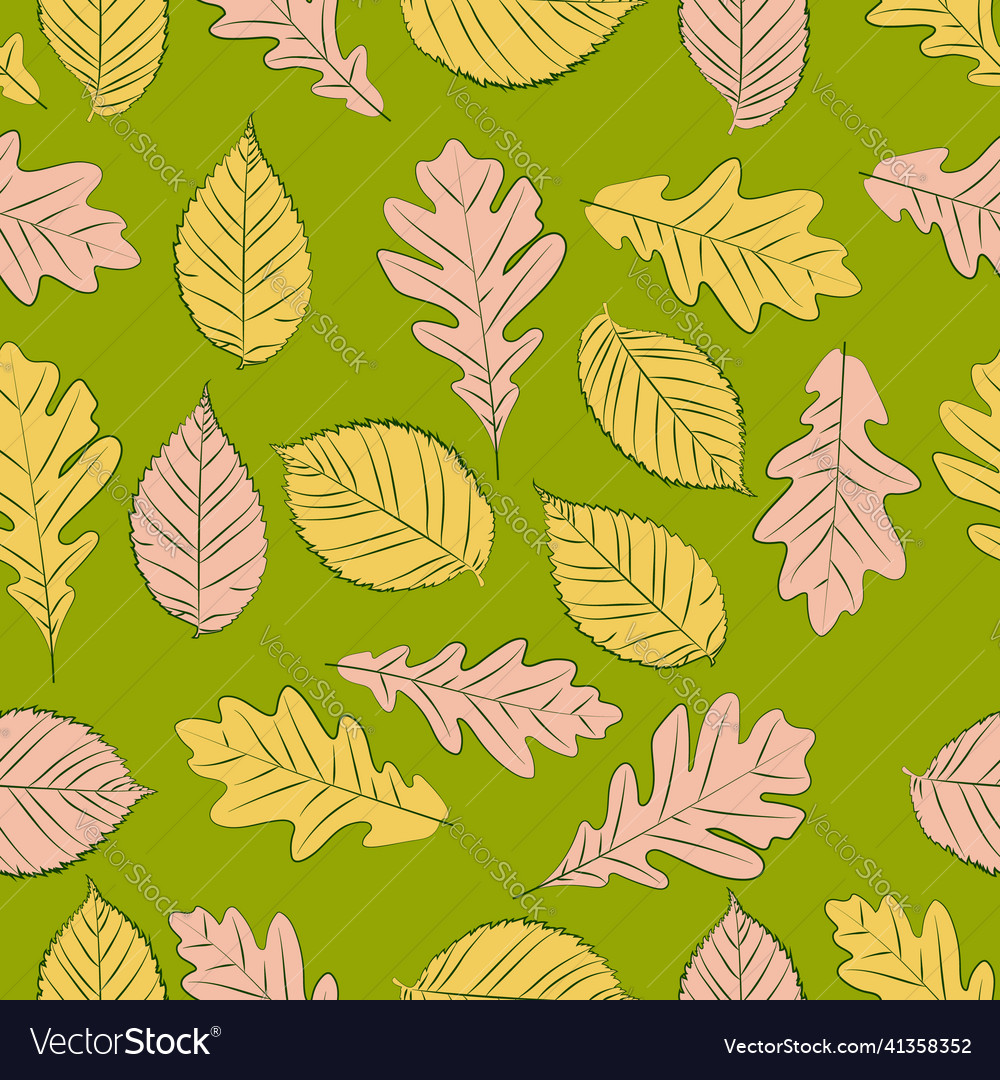 Leaves seamless patterns oak and elm