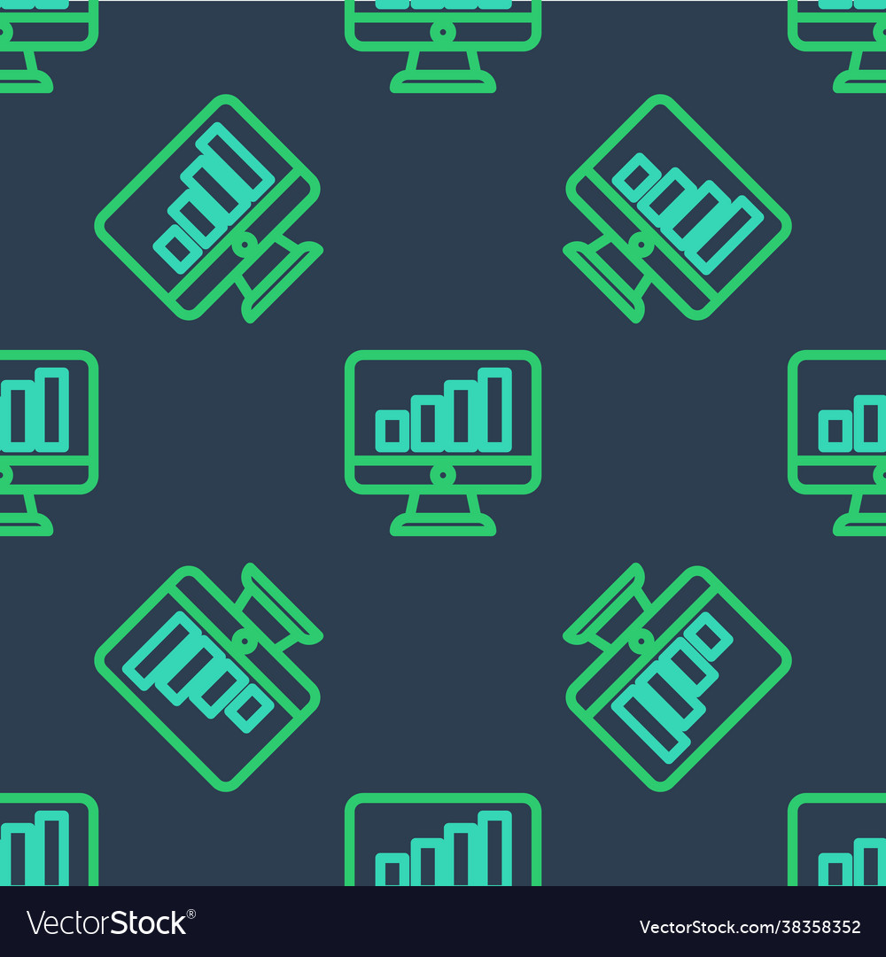 Line computer monitor with graph chart icon vector image Line computer monitor with graph chart icon