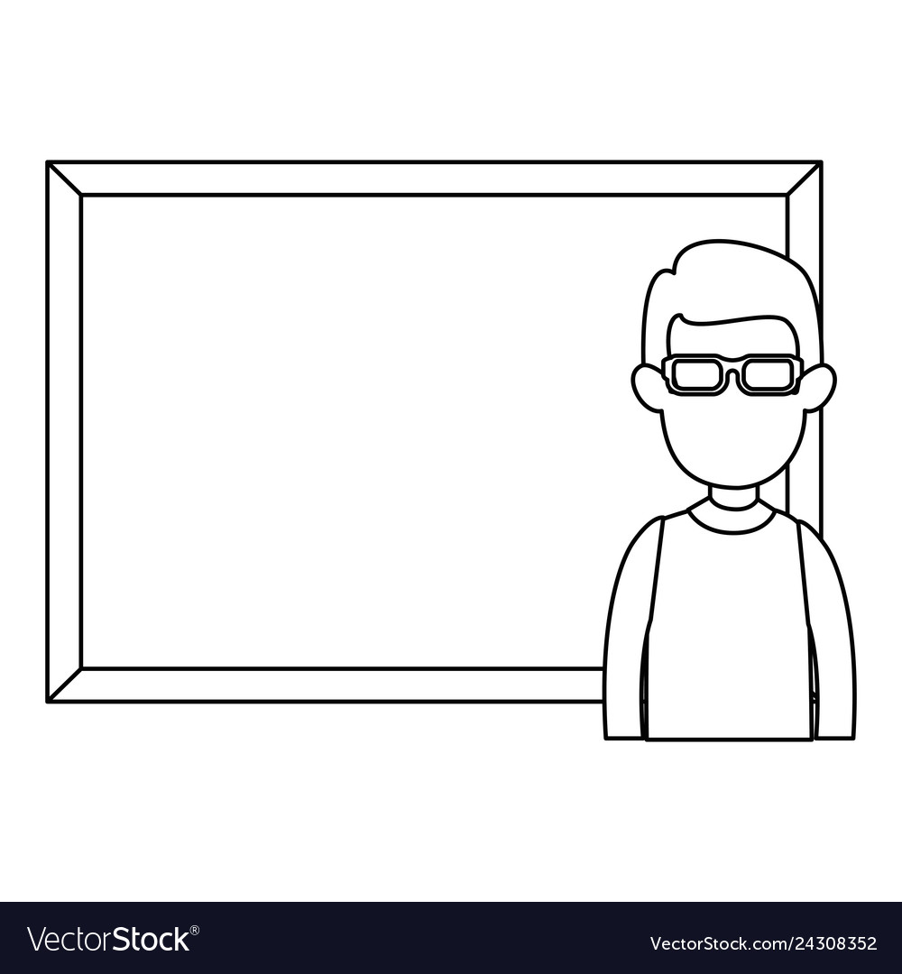 Man teaching with chalkboard character