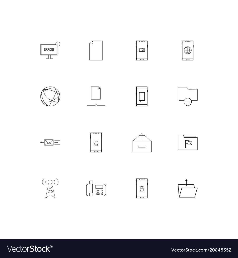 Network and database linear thin icons set