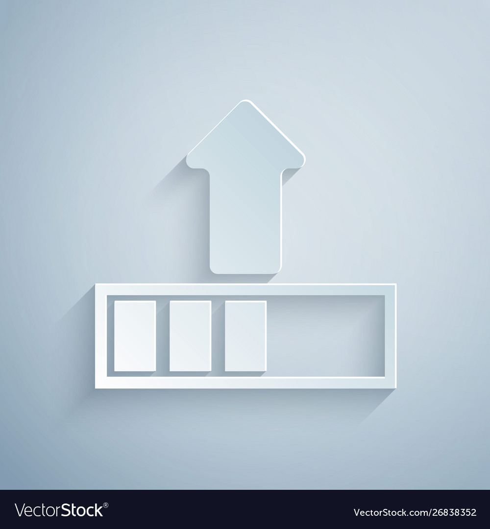 Paper cut loading icon isolated on grey background Vector Image Paper cut loading icon isolated on grey background