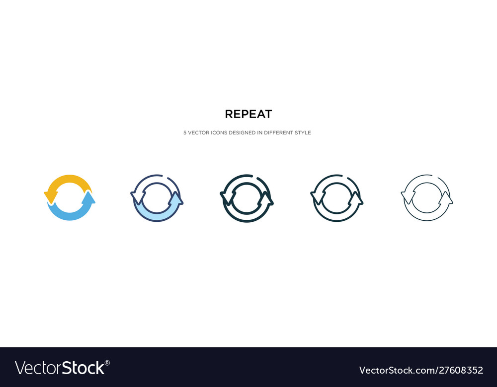 Repeat icon in different style two colored Vector Image