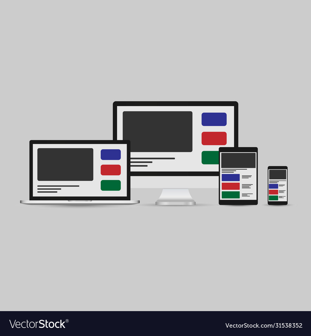 Responsive web design set page on computer Vector Image Responsive web design set page on computer